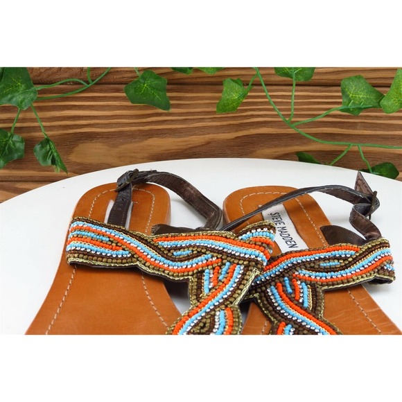 Steve Madden Sz 8.5 M Brown Thong‎ Leather Women Sandals - Picture 3 of 7
